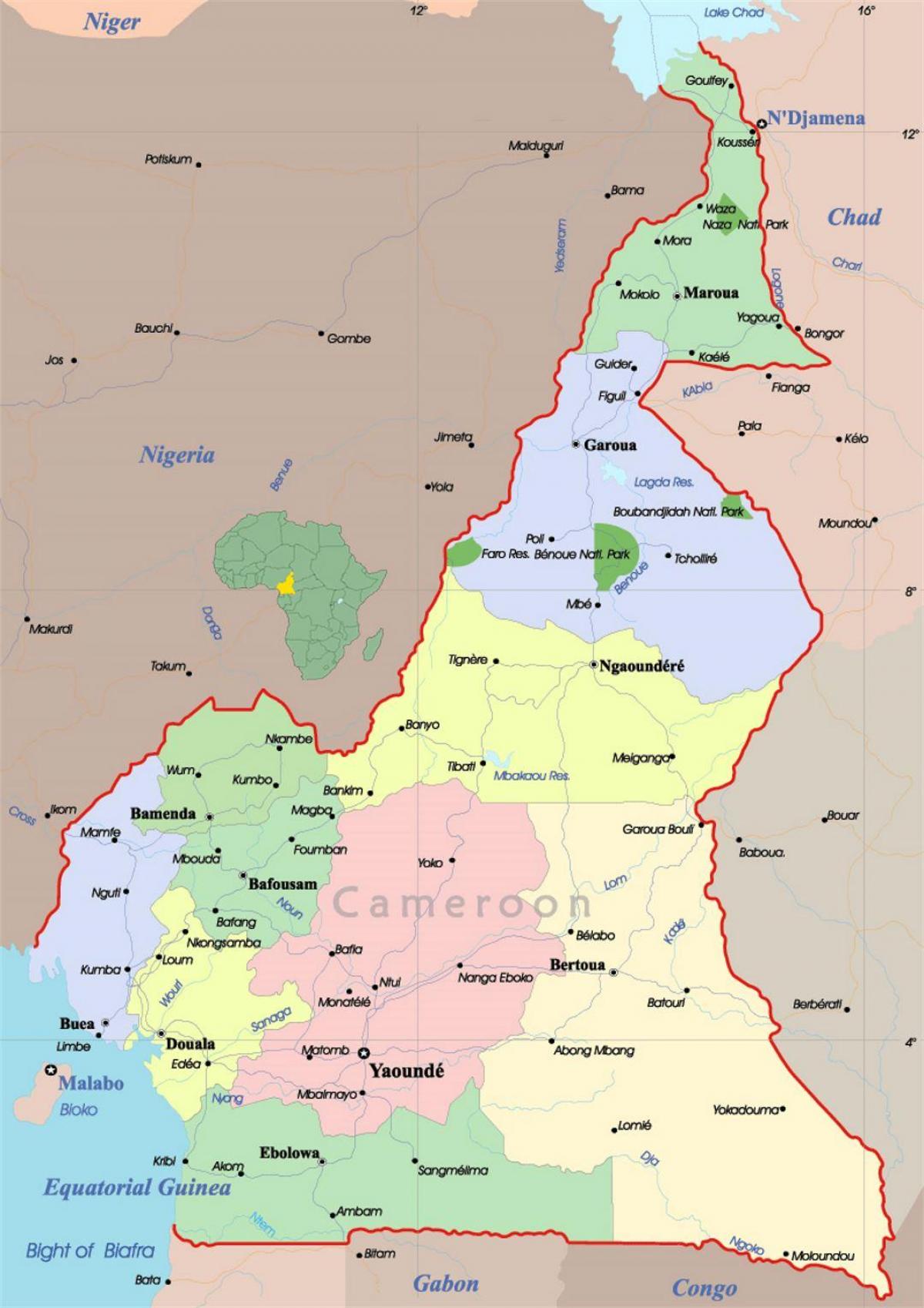 Karta je Kamerun sa gradovima