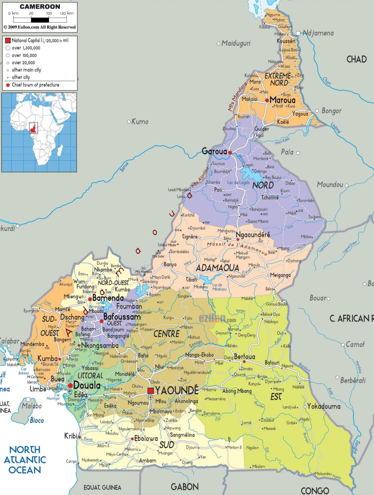 Karta regije Kameruna 
