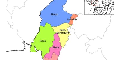 Karta Jugo-Zapadne regije cameroo